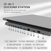 Portronics Mport 13C 13-in-1 USB-C Hub – Grey offers versatile connectivity with multiple ports including HDMI, USB-A, and SD card slots, perfect for expanding your device's capabilities.