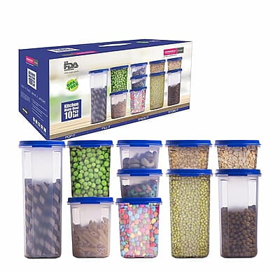 Varmora Magnum Oval Storage Containers  Organised Kitchen  Stackable Durable For Pulses, Rice, Dal, Atta, Flour, Cereals, Snacks, Set of 10