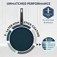 Borosil ProChef Non-Stick Aluminum Flat Tawa 30 cm | Gas Stove Compatible, Thick Uniform Body for Even Heating, Dishwasher Safe | 5 Layer Nonstick Coating, PFOA Free | 1 Year Warranty | Blue