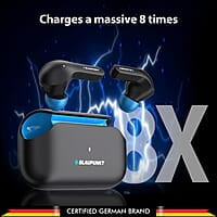 Blaupunkt Newly Launched BTW300 XTREME True Wireless Earbuds with Unstoppable 150 Hours* Playtime I Massive 800mAh Battery I CRISPR ENC AI MIC I BT Ver 5.3 I Gaming-Ready I TurboVolt Charging