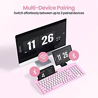 Portronics Bubble Square Green | Bluetooth + USB, Connect 3 Devices, Custom Hotkeys, Compact Design, Ideal for Home/Office, Ergonomic, Long Battery Life, Easy to Use, Stylish and Functional.