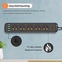 Portronics Power Plate 6 offers 5 AC sockets, 4 USB ports, compact design, surge protection, and smart charging for convenience.
