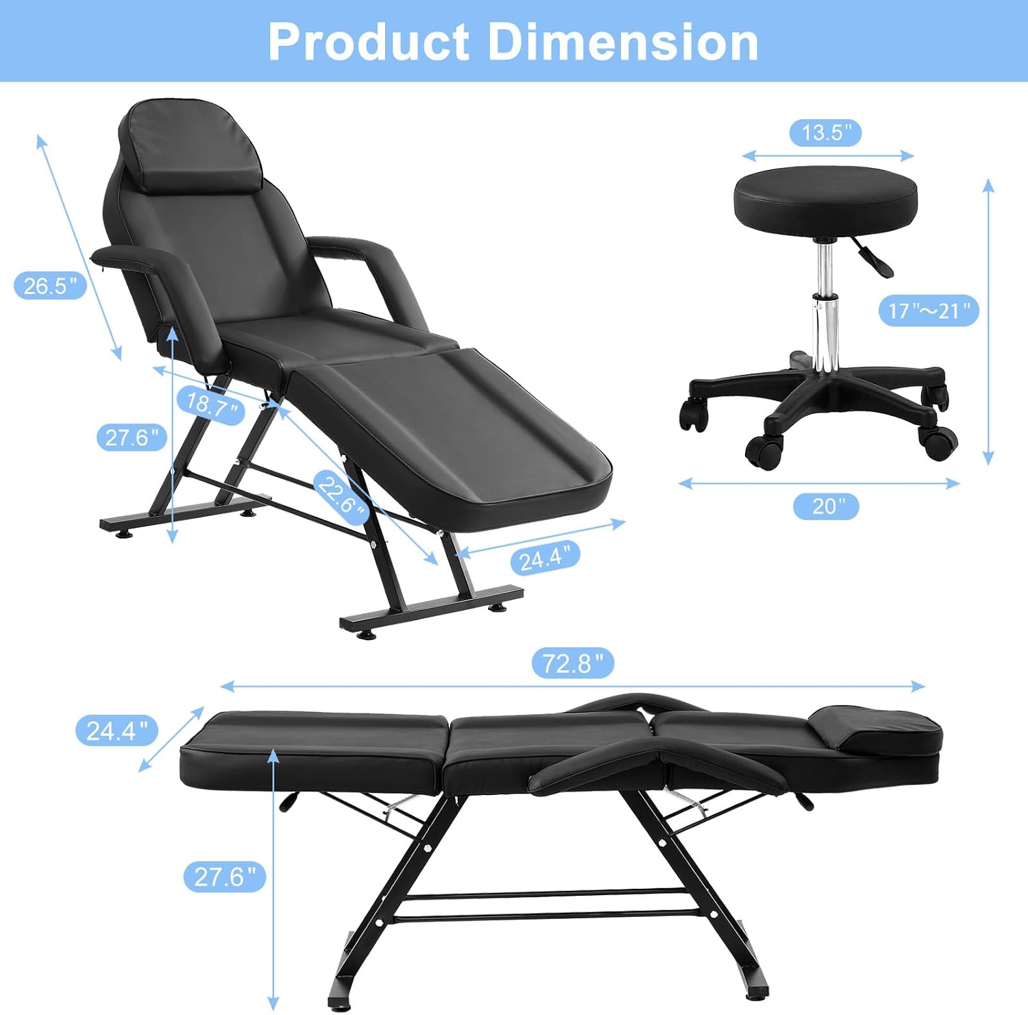 manual derma chair black