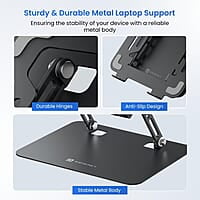 Portronics My Buddy K3 Pro Laptop Stand with Adjustable Height & Angle, Foldable Portable Design, Improved Air Flow