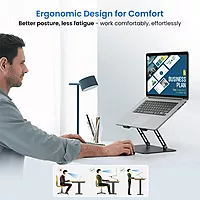 Portronics My Buddy K3 PRO Laptop Stand – Metal Build | Foldable Design | Grey | 1 Year Warranty