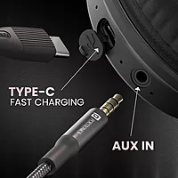 Portronics Muffs M3 Headphones – Active Noise Cancellation, 40 Hours Playtime, Comfortable Fit, Bluetooth Connectivity, Built-in Microphone, Ideal for Music and Calls, Lightweight Design.