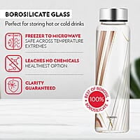 Borosil Prism Glass Bottle, 1L, Wide Mouth, Silver Metal Lid, 100% Borosilicate, Fridge Safe, Leakproof, Easy to Carry, Store Water, Lassi, Juice, Milk, Smoothies, Easy to Clean