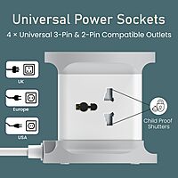 Portronics Power Plate 9 Pro 2500W Desktop Charging Station with 4 Sockets USB-A & Type-C