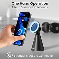 Portronics Mogun 5 Magnetic Phone Holder – Magsafe Compatible | 360° Rotation & 180° Pivot | Black