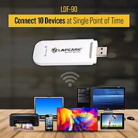 Lapcare LDF-90 4G USB Dongle – Plug-and-Play | 150 Mbps/50 Mbps Speed | Works with Major Indian SIMs | Wi-Fi Hotspot for Up to 10 Devices | 1-Year Warranty
