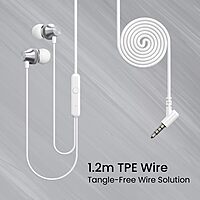 Portronics Conch Beat A – 3.5mm Earphones with Mic | Sleek Silver Design, High-Quality Sound & Comfortable Fit