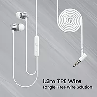 Portronics Conch Beat A – 3.5mm Earphones with Mic | Sleek Silver Design, High-Quality Sound & Comfortable Fit