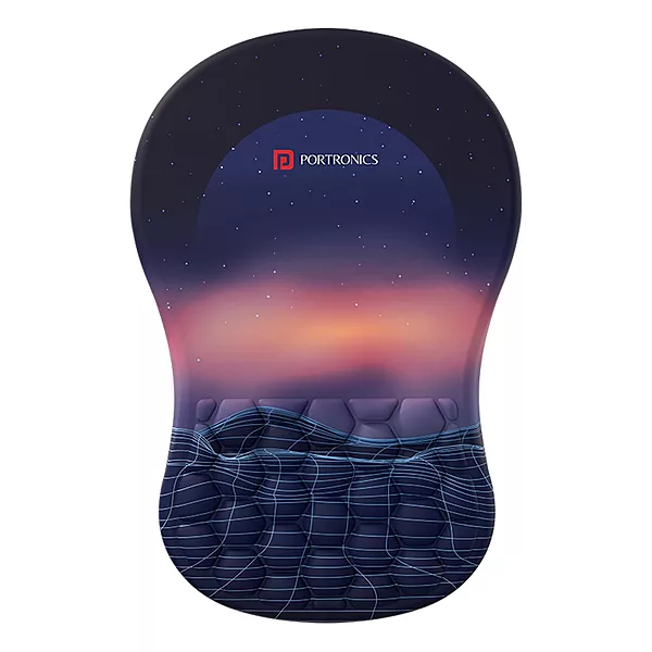 Portronics Comfipad Mouse Pad – Blue, Ergonomic with Wrist Support