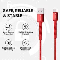 POR 2157 Konnect X C-Lightning – 6A Type-C to Lightning Braided Cable | 2M | Red | 06 Months
