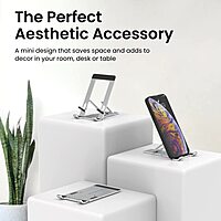 Portronics Modesk One Stand – Silver, Adjustable to 5 Angles, Ergonomic Design, Lightweight, Portable, Ideal for Laptops, Tablets, and Smartphones, Enhances Comfort and Productivity, Sleek Finish.