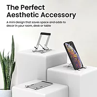 Portronics Modesk One Stand – Silver, Adjustable to 5 Angles, Ergonomic Design, Lightweight, Portable, Ideal for Laptops, Tablets, and Smartphones, Enhances Comfort and Productivity, Sleek Finish.