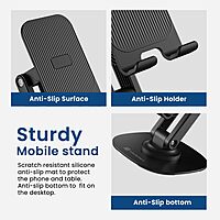 Portronics Mobot III 360° Rotatable & Foldable Mobile Phone Holder – Adjustable Height | Black
