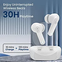 Portronics Twins S11 – Gaming TWS Earbuds, featuring Environmental Noise Cancellation (ENC) for immersive sound, sleek design in white, perfect for gamers seeking high-quality audio experience.