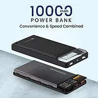 Portronics Luxcell C 10K Power Bank – 22.5W Fast Charging | Mach USB-A & Type-C PD | Black