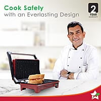 Wonderchef Sanjeev Kapoor Tandoor Mini Plus 700 Watt Crimson Edge Electric Contact Grill & Sandwich Maker