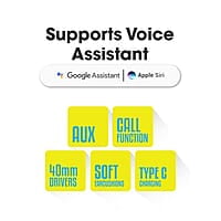 ZEBRONICS Zeb-Bang PRO Bluetooth v5.0 On Ear Headphone, 30H Backup, Foldable Design, Call Function, Voice Assistant Feature, Built-in Rechargeable Battery, Type C Charging, 40mm Driver and AUX.