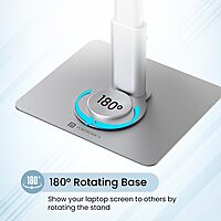 Portronics Twister – 360° Adjustable Metal Laptop Stand, supports up to 10kg, ergonomic design for comfort, lightweight and portable, perfect for home or office use, enhances airflow and cooling.