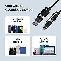 Portronics Omnicord – 60W 4-in-1 Fast Charging Cable, Black. Versatile and efficient, this cable supports multiple devices with rapid charging capabilities, ensuring you stay powered up on the go.