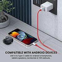 Portronics Konnect Dash Pro – 65W USB-A to Type-C, Red. Fast charging, durable design, compact size, perfect for travel. Compatible with various devices, ensuring efficient power delivery.