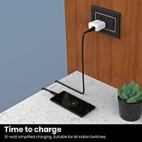 Portronics 10042 Adapto 12C Charger – 12W Single USB Port | Type-C Cable Included | White