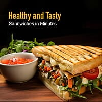 KENT 16025 Sandwich Grill 700W | Non-Toxic Ceramic Coating | Automatic Temperature Cut-off with LED Indicator | Adjustable Height Control, Metallic Silver, Standard