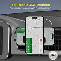 Portronics Clamp Z – Car Vent Phone Holder, 360° Rotation, Adjustable Grip, Durable Design, Easy Installation, Compatible with Most Smartphones, Ideal for Hands-Free Navigation, Black.