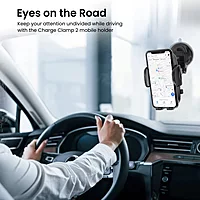 Portronics Charge Clamp 2 Mobile Holder – Wireless Charging | 15W Output | Black | 1 Year Warranty