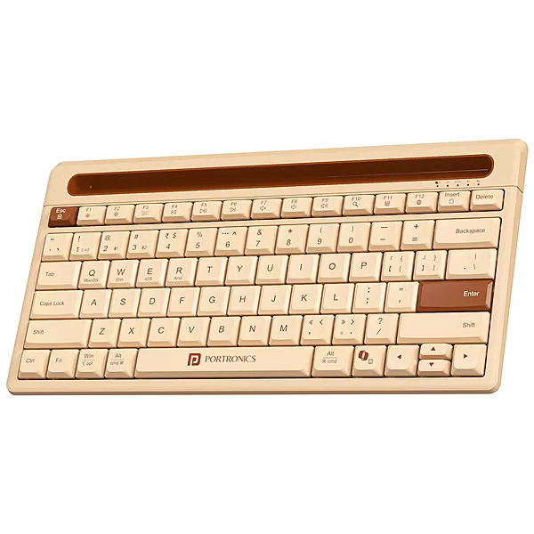Portronics Bubble Dock 2.0 Bluetooth + Wireless Keyboard – Multimedia Keys | Beige | 1 Year Warranty
