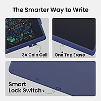 Portronics Ruffpad 15M – 15" LCD Writing Pad with App, Blue. Perfect for notes, sketches, and reminders. Lightweight, portable, and eco-friendly. Ideal for students and professionals alike.
