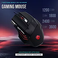 Lapcare LGC‑222 Fighter Champ combo: LED membrane keyboard (50 M keystrokes) + ergonomic 7-button mouse (up to 3600 DPI, 603EP sensor, braided cable).
