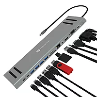 Portronics Mport 13C 13-in-1 USB-C Hub – Grey offers versatile connectivity with multiple ports including HDMI, USB-A, and SD card slots, perfect for expanding your device's capabilities.