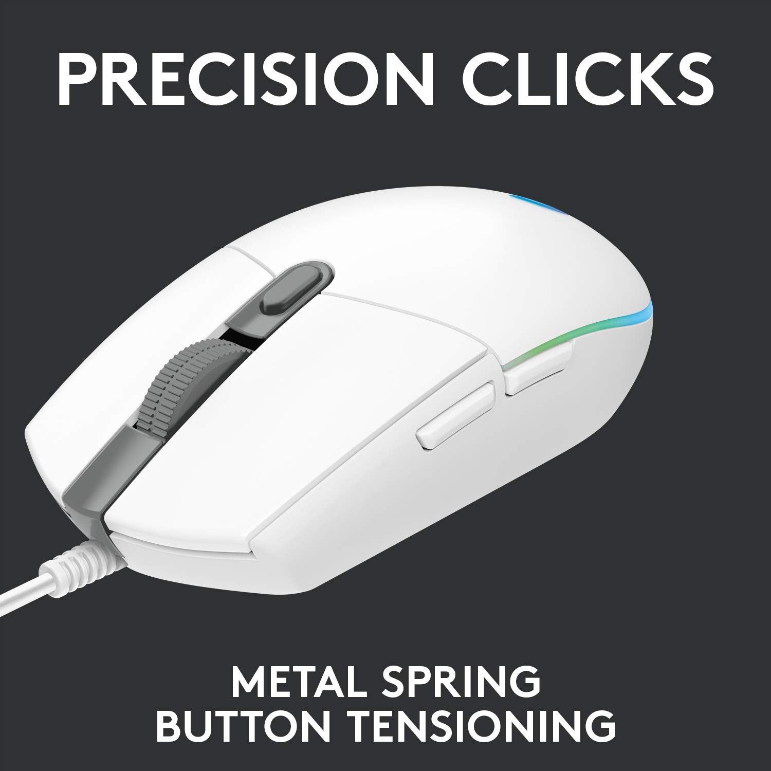 LOGITECH USB WIRED GAMING MOUSE WITH 8K DPI TRACKING AND CUSTOMIZABLE RGB LIGHTING G102-White