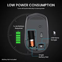 Portronics Toad 23 Wireless Optical Mouse – 2.4GHz | USB Nano Dongle | Optical Sensor | Adjustable DPI | Click Wheel | Black
