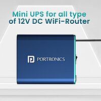 Portronics Power Plus – Mini UPS for WiFi Router (12V, Blue) ensures uninterrupted internet during power cuts, compact design, easy to use, reliable backup for seamless connectivity.