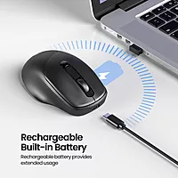 Portronics Toad 7 Wireless Mouse – Bluetooth 5.3 & 2.4GHz Wireless | Adjustable Sensitivity Up to 3200 DPI | Rechargeable Built-in Battery | Black