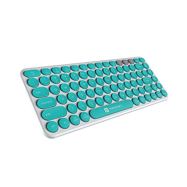 Portronics Bubble 2.0 Bluetooth + Wireless Keyboard – White & Blue | 1 Year Warranty