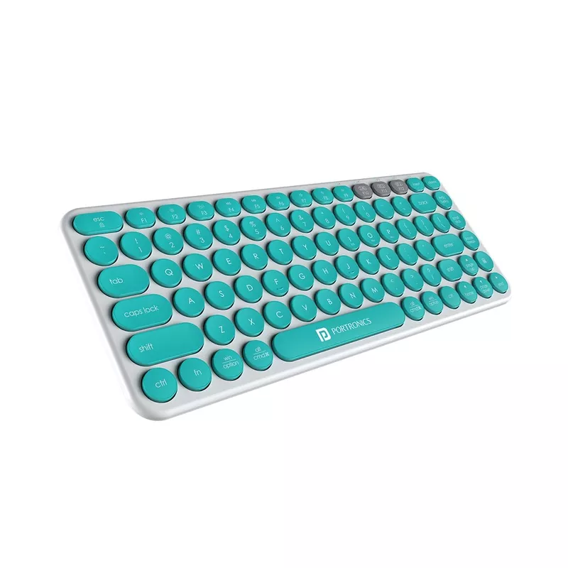 Portronics Bubble 2.0 Bluetooth + Wireless Keyboard – White & Blue | 1 Year Warranty