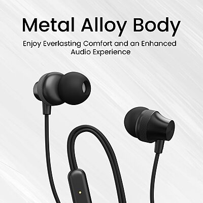 Portronics Conch Beat A In-Ear Earbuds – 3.5mm | On/Off Switch | Black | 6 Months Warranty