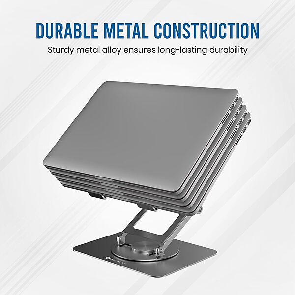 Portronics My Buddy K11 Pro Laptop Stand – Metal Build | Extendable & Rotatable | Silver
