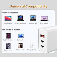 Portronics Adapto 65M 65W Triple Port GaN Fast Charger | Dual Type-C PD + USB-A White