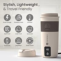 Portronics ThermoSip – 400ml Thermal Water Bottle |  Steam Release Vent | Digital Display | White