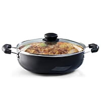 AGARO Elegant Non Stick Kadai with Glass Lid, 2.5L Capacity, 24 cm Diameter, Induction & Gas Oven