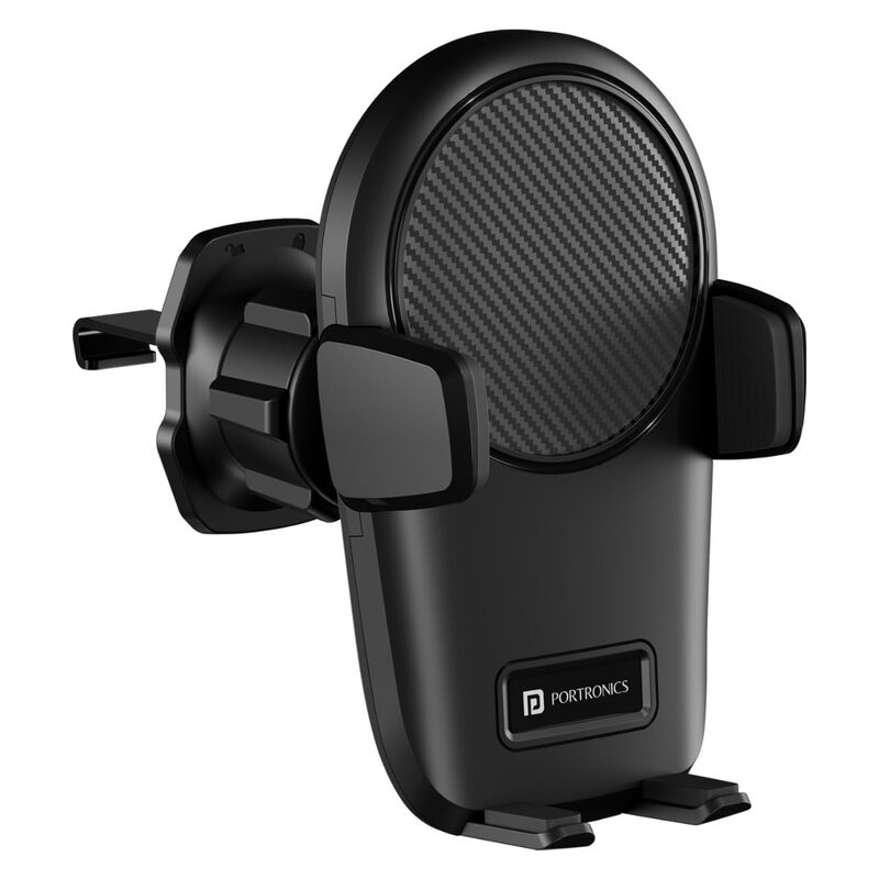 Portronics Clamp Z – Car Vent Phone Holder, 360° Rotation, Adjustable Grip, Durable Design, Easy Installation, Compatible with Most Smartphones, Ideal for Hands-Free Navigation, Black.