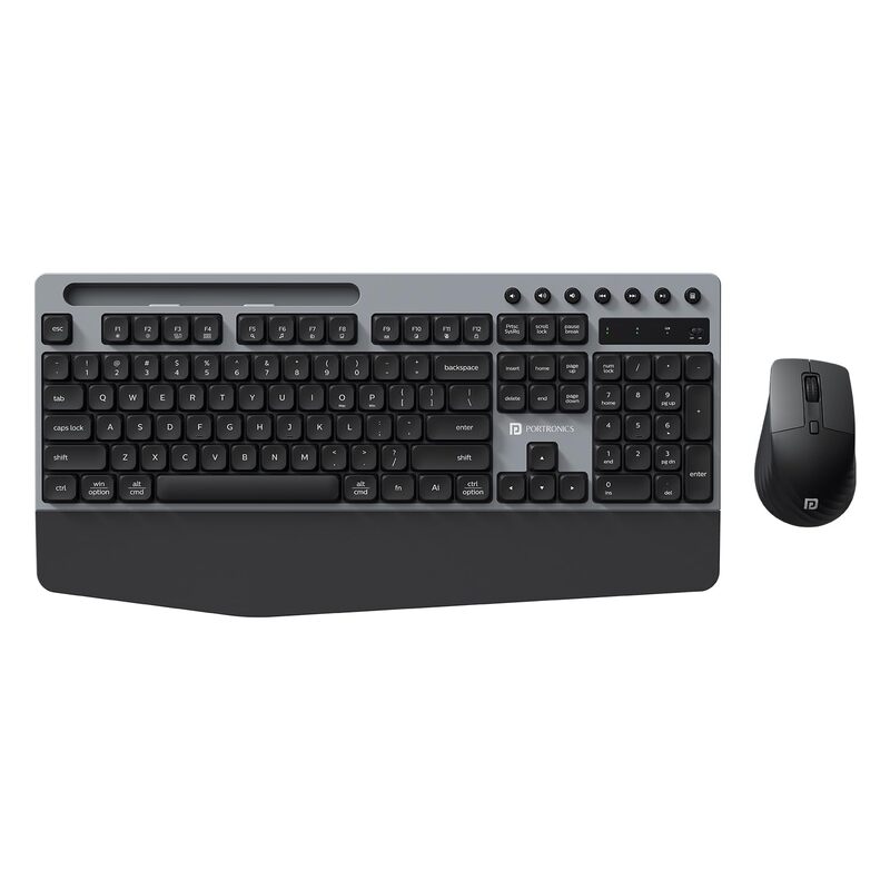 Portronics Key10 Wireless Combo | Ergonomic Design, USB Receiver, Adjustable DPI, AI Features, Comfortable Wrist Rest, Perfect for Home & Office, Seamless Connectivity, Long Battery Life.