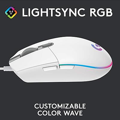 LOGITECH USB WIRED GAMING MOUSE WITH 8K DPI TRACKING AND CUSTOMIZABLE RGB LIGHTING G102-White LOGITECH USB WIRED GAMING MOUSE WITH 8K DPI TRACKING AND CUSTOMIZABLE RGB LIGHTING G102-White